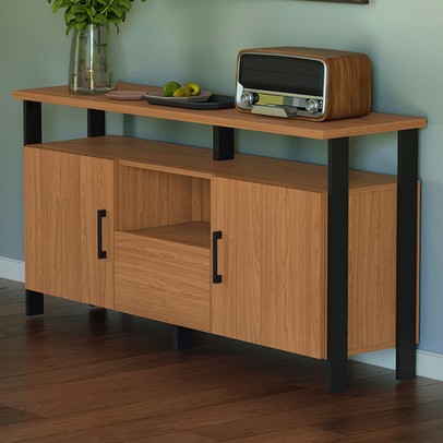 Balcão Buffet 2 Portas 1 Gaveta 100% Mdf F44 Freijó/Preto Fosco - Pradel