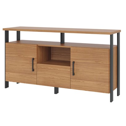 Balcão Buffet 2 Portas 1 Gaveta 100% Mdf F44 Freijó/Preto Fosco - Pradel