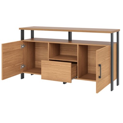 Balcão Buffet 2 Portas 1 Gaveta 100% Mdf F44 Freijó/Preto Fosco - Pradel