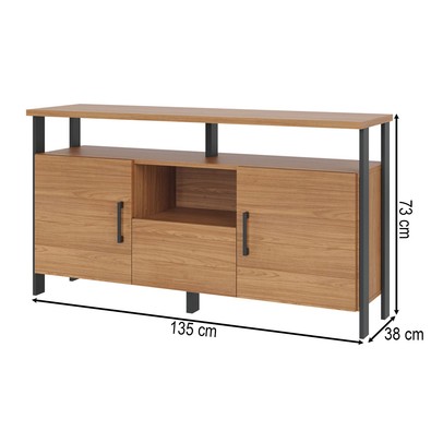 Balcão Buffet 2 Portas 1 Gaveta 100% Mdf F44 Freijó/Preto Fosco - Pradel