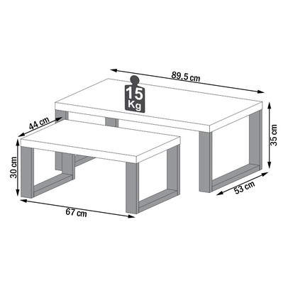 Mesa de Centro Industrial Kit 2 Peças 100% Mdf Off White/Freijó F40 - Pradel