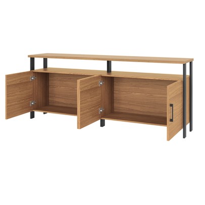 Balcão Buffet 4 Portas 100% Mdf Industrial F45 Freijó/Preto Fosco - Pradel