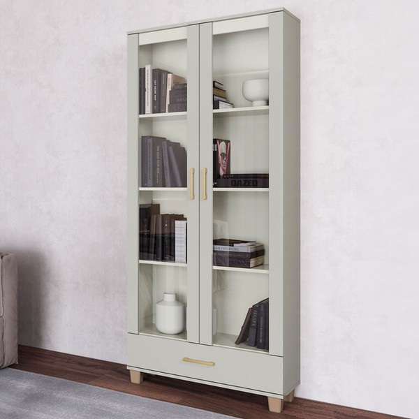 Cristaleira 2 Portas 1 Gaveta 100% Mdf Off White/Gold C58 - Pradel