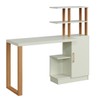 Mesa Escrivaninha Industrial 1 Porta 100% Mdf Off White/Freijó/Gold F17 - Pradel