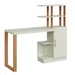 Mesa Escrivaninha Industrial 1 Porta 100% Mdf Off White/Freijó/Gold F17 - Pradel