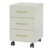 Gaveteiro com Rodízios 3 Gavetas 100% Mdf Off White/Gold F16 - Pradel