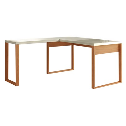 Mesa Escrivaninha Industrial 100% Mdf Off White/Freijó F22 - Pradel