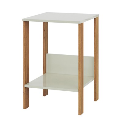 Mesa de Canto Industrial 1 Prateleira 100% Mdf Off White/Freijó F14 - Pradel