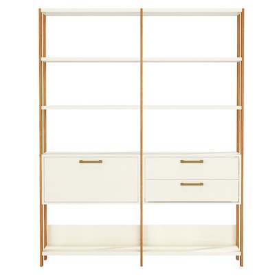 Estante para Livros 1 Porta 2 Gavetas 100% Mdf E92 Off White/Freijó/Gold - Pradel