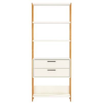 Estante para Livros 2 Gavetas 100% Mdf E91 Off White/Freijó/Gold - Pradel