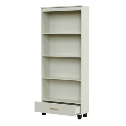 Estante para Livros 1 Gaveta 3 Prateleiras 100% Mdf Off White/Gold C57 - Pradel