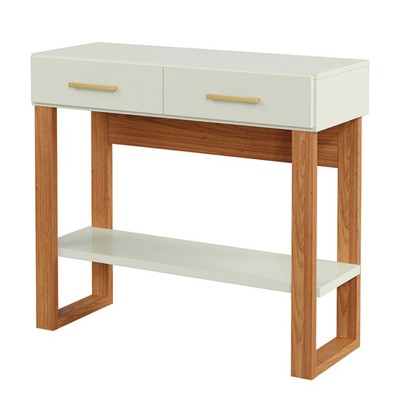 Aparador Industrial 2 Gavetas 1 Prateleira 100% Mdf Off White/Freijó/Gold - Pradel