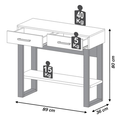 Aparador Industrial 2 Gavetas 1 Prateleira 100% Mdf Off White/Freijó/Gold - Pradel