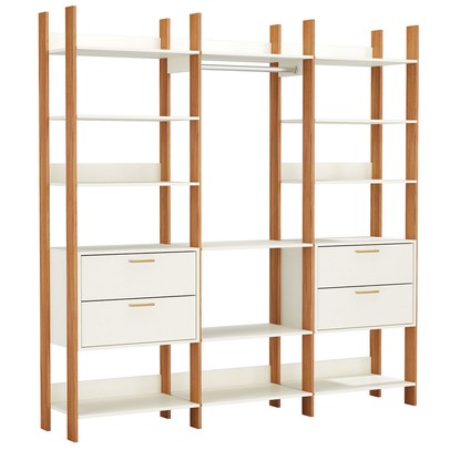 Closet 4 Gavetas Tw404 12 Prateleiras 100% Mdf Off White/Freijó - Dalla Costa