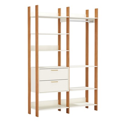 Closet Tw403  2 Gavetas 8 Prateleiras 100% Mdf Off White/Freijó/Gold - Dalla Costa