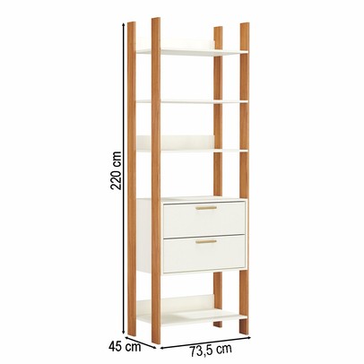 Closet 2 Gavetas 4 Prateleiras 100% Mdf Tw401 Off White/Freijó/Gold - Dalla Costa