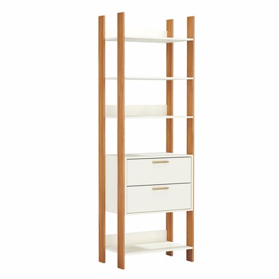 Closet 2 Gavetas 4 Prateleiras 100% Mdf Tw401 Off White/Freijó/Gold - Dalla Costa