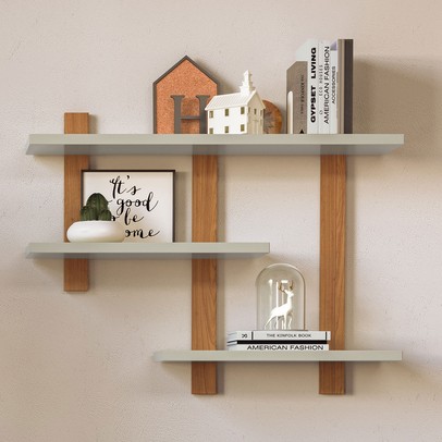 Prateleira Industrial 3 Prateleiras 100% Mdf Off White/Freijó F35 - Pradel