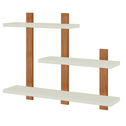 Prateleira Industrial 3 Prateleiras 100% Mdf Off White/Freijó F35 - Pradel