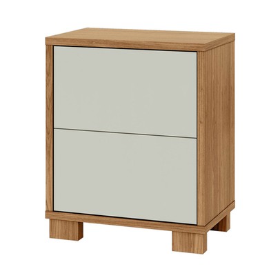 Mesa de Cabeceira 2 Gavetas 100% Mdf Tw55 Freijó/Off White - Pradel
