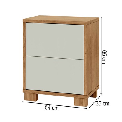 Mesa de Cabeceira 2 Gavetas 100% Mdf Tw55 Freijó/Off White - Pradel