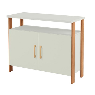 Armário para Escritório Industrial 2 Portas 100% Mdf Off White/Freijó F32 - Pradel