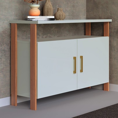 Armário para Escritório Industrial 2 Portas 100% Mdf Off White/Freijó F32 - Pradel