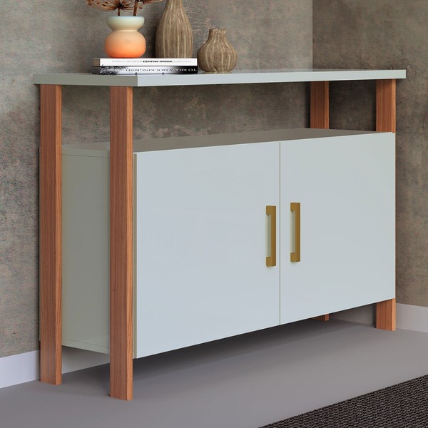 Armário para Escritório Industrial 2 Portas 100% Mdf Off White/Freijó F32 - Pradel