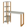 Mesa Escrivaninha Industrial 4 Prateleiras 100% Mdf Off White/Freijó F29 - Pradel