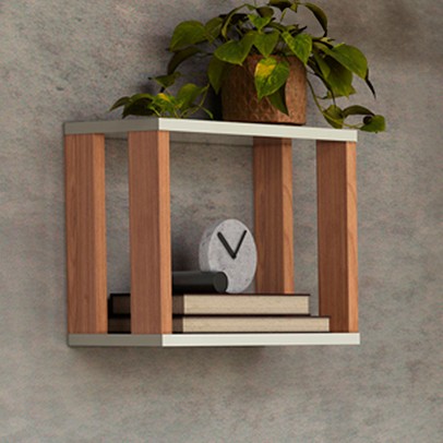 Nicho Industrial 100% Mdf Off White/Freijó F27 - Pradel