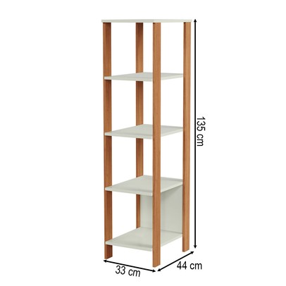 Estante para Livros 4 Prateleiras 100% Mdf Off White/Freijó F28 - Pradel