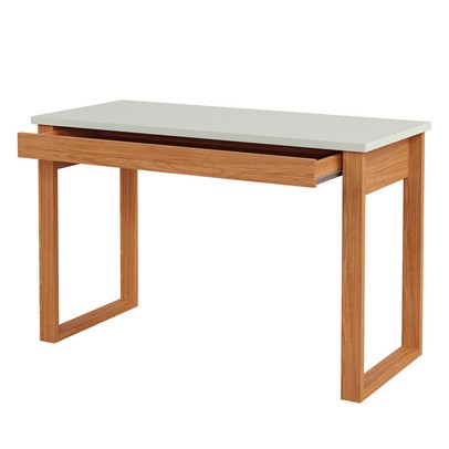 Mesa Escrivaninha Industrial 1 Gaveta 100% Mdf Off White/Freijó F24 - Pradel