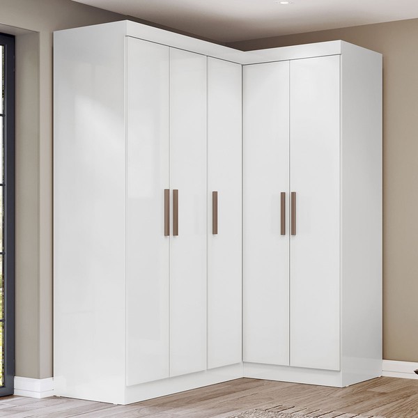 Guarda-Roupa Solteiro Modulado Paris 5 Portas Branco - Maxel