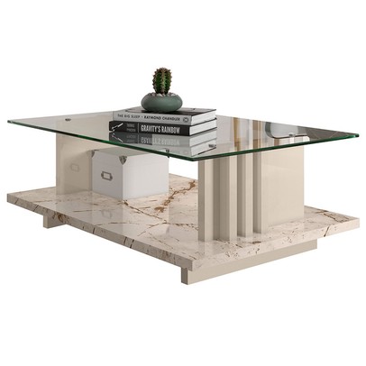 Mesa de Centro Stock Calacata/Off White - Pnr Móveis