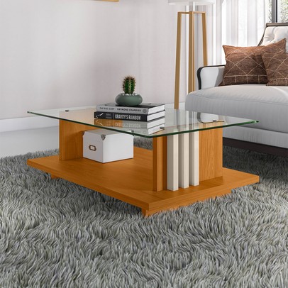 Mesa de Centro Stock Cinamomo/Off White - Pnr Móveis