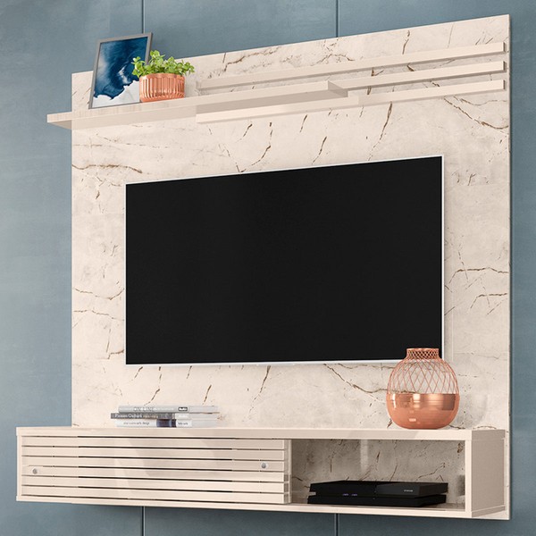Painel para TV Até 55 Polegadas Stock 2 Portas Sublime Calacata/Off White - Pnr Móveis