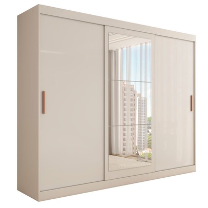 Guarda-Roupa Casal Harvard 3 Portas 2 Gavetas com Espelho 100% Mdf Branco - Panorama Móveis