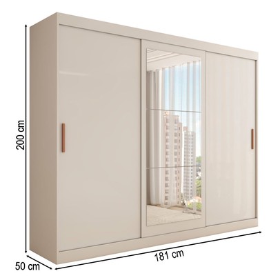 Guarda-Roupa Casal Harvard 3 Portas 2 Gavetas com Espelho 100% Mdf Branco - Panorama Móveis