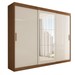 Guarda-Roupa Casal Harvard 3 Portas 2 Gavetas com Espelho 100% Mdf Off White/Nogueira - Panorama Móveis