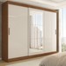 Guarda-Roupa Casal Harvard 3 Portas 2 Gavetas com Espelho 100% Mdf Off White/Nogueira - Panorama Móveis