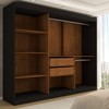 Guarda-Roupa Casal Harvard 3 Portas 2 Gavetas com Espelho 100% Mdf Preto - Panorama Móveis