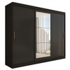 Guarda-Roupa Casal Harvard 3 Portas 2 Gavetas com Espelho 100% Mdf Preto - Panorama Móveis