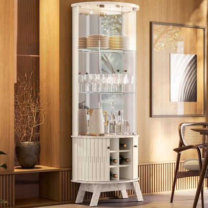 Cristaleira Mariana 4 Portas Calacata/Off White - Pnr Móveis