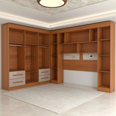 Guarda-Roupa Casal Modulado Positano 10 Portas 4 Gavetas Ripado com Espelho Cinamomo/Off White - Panorama Móveis