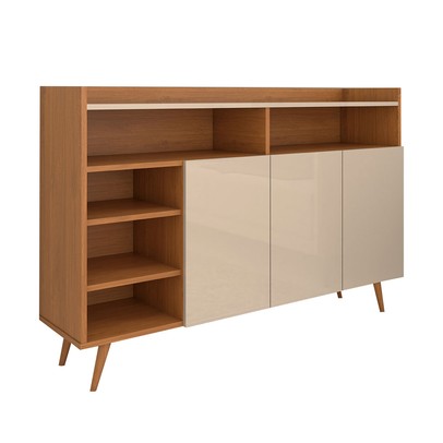Balcão Buffet Expresso 3 Portas 3 Prateleiras Cinamomo/Off White - Panorama Móveis