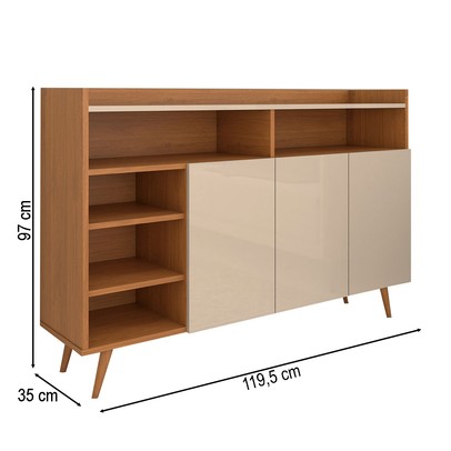 Cantinho do Café Expresso 3 Portas 3 Prateleiras Cinamomo/Off White - Panorama Móveis