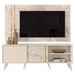 Rack com Painel para TV Até 65 Polegadas Argo 2 Prateleiras Calacata/Off White - Pnr Móveis