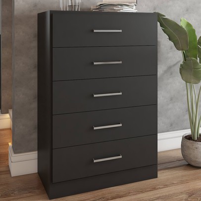 Cômoda Angra 5 Gavetas Preto - Panorama Móveis