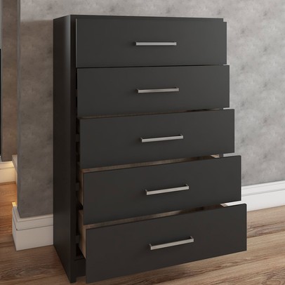 Cômoda Angra 5 Gavetas Preto - Panorama Móveis