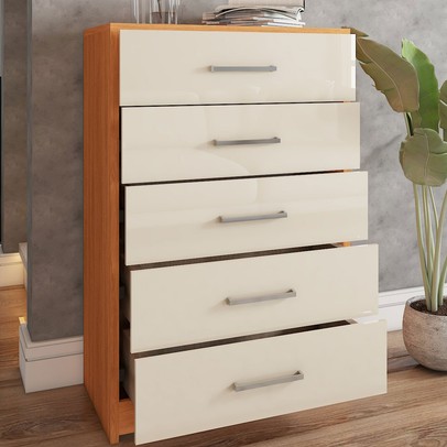 Cômoda Angra 5 Gavetas Cinamomo/Off White - Panorama Móveis